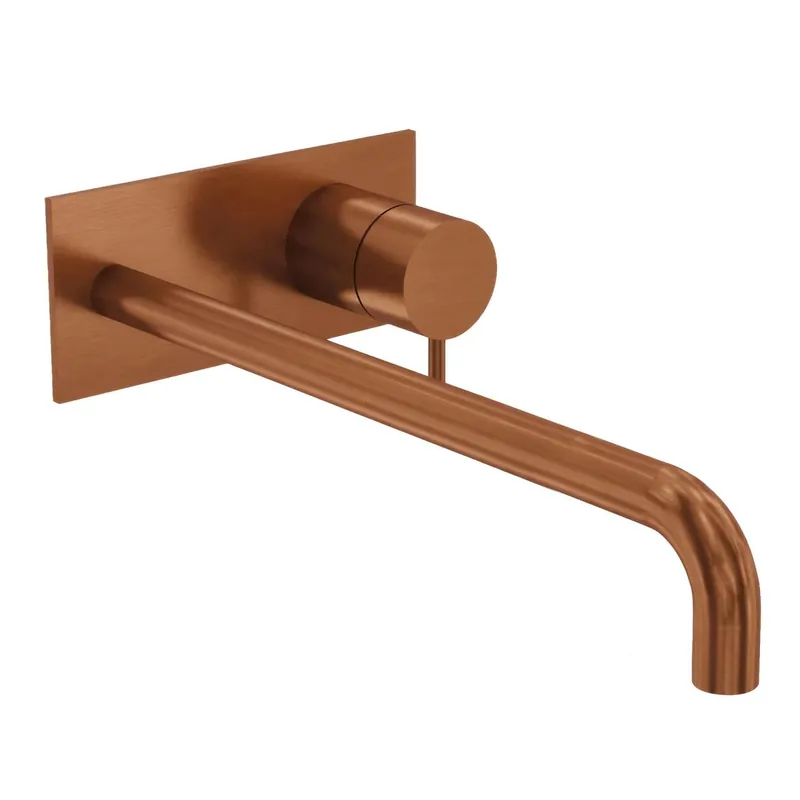 Waterevolution Flow inbouw wastafelkraan met afdekplaat PVD Geborsteld Koper met uitloop 25cm T1161CPE-25 Waterevolution Flow beépíthető mosdócsaptelep fedőlappal, PVD kefélt réz, 25 cm-es k Ne maradj le
