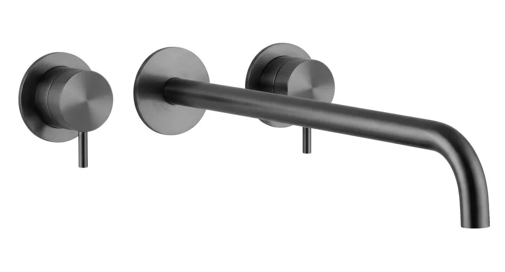 Azonnali szállítás Waterevolution Flow 3 lyukú beépíthető mosdócsaptelep PVD Gun metal, 25 cm-es kifolyóval T1163FGME-25