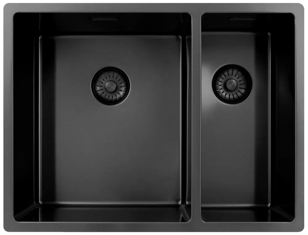 Kedvezmény Pure.Sink Exclusivo Gun Metal 1,5 másfél mosogató 34+18 cm 10mm sugár PEX341840-61