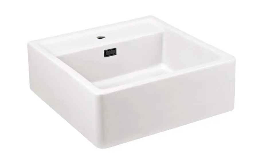 Ausmann Ceramic Panor Shade kerámia fehér Butler mosogató - alulról és középről szerelhető 630 x 597 mm, csaplyukkal és matt fekete dugóval 1208970554 Outlet