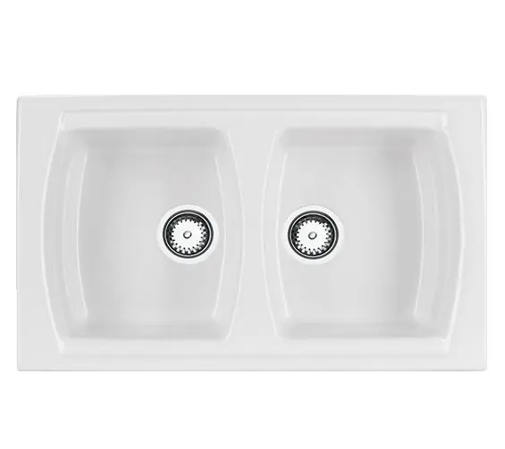 Biztonságos vásárlás Ausmann Ceramic Crest Dupla Kerámia Fehér Mosogató 860 x 500 mm 1208971133