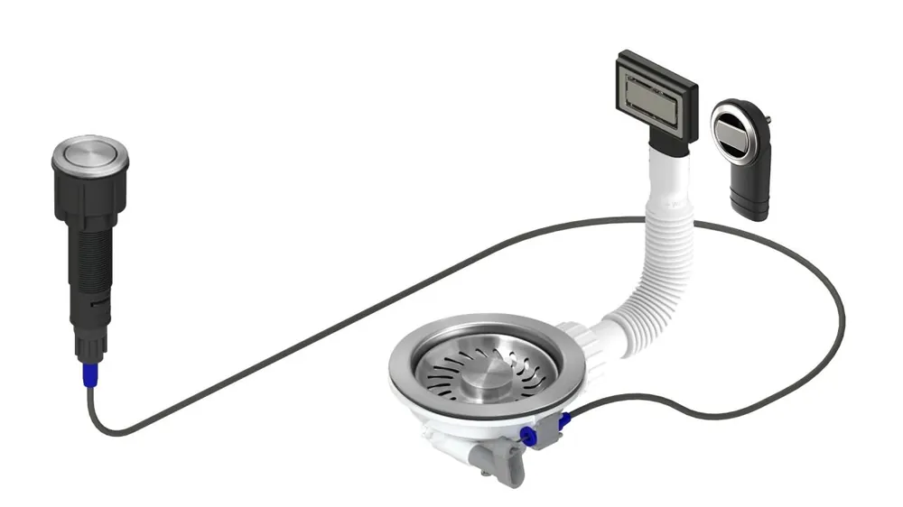 Pure.Sink Universal Rozsdamentes acél lefolyókészlet nyomógombos lefolyóval és dugóval, valamint téglalap alakú és kör alakú túlfolyóval WSTAUT-02 Bestseller