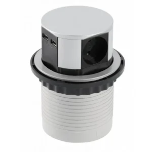 Indux Push süllyeszthető ezüst konyhai munkalap aljzat, 3 csatlakozóval és 2 x USB 1208957411 Exkluzív ajánlat