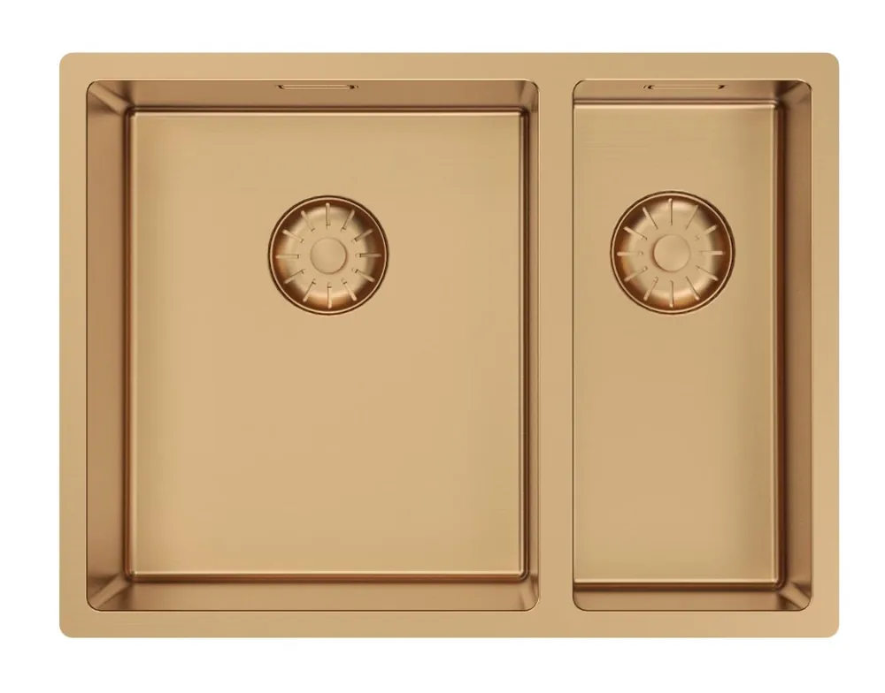 Pure.Sink Comfort 1,5 másfél PVD rózsaszín réz mosogató, 34+18 cm-es medencével, bal oldali, PCM341840-62 Gyors kiszállítás