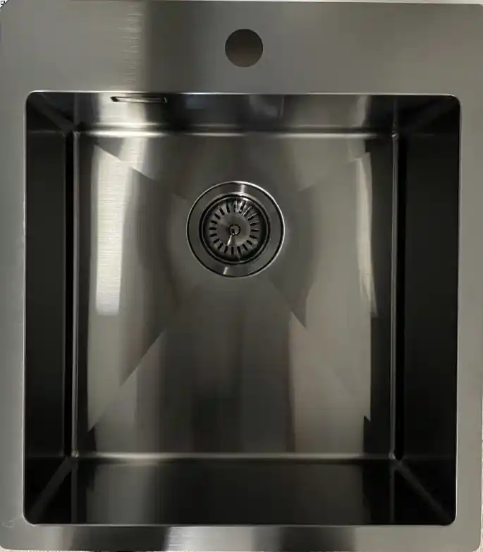 Ausmann Weser rozsdamentes acél mosogatótálca antracit színű PVD Gun Metal 45x51 csappal alsó, sík és felső szereléshez 067120 Expressz kézbesítés