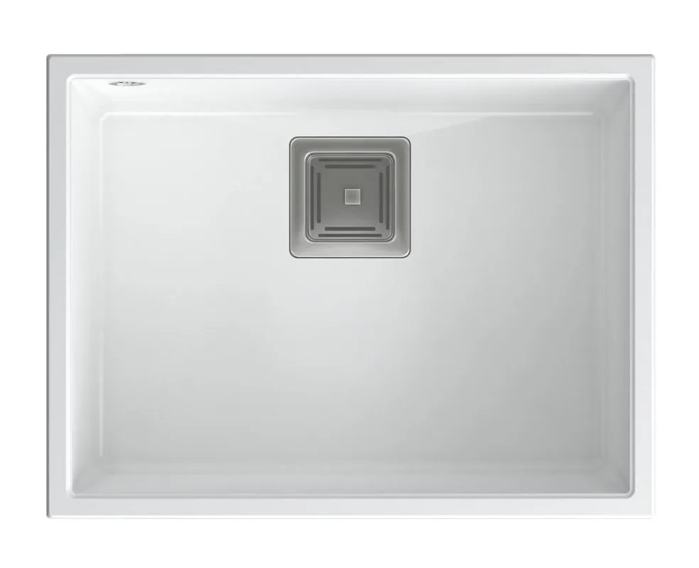 Szuper akció Quadri Quadrangle wit graniet onderbouw spoelbak 55x42cm met rvs plug 1208957884 Quadri Quadrangle fehér gránit alsó szerelésű mosogató 55x42cm rozsdamentes acél dugóval 1208957884
