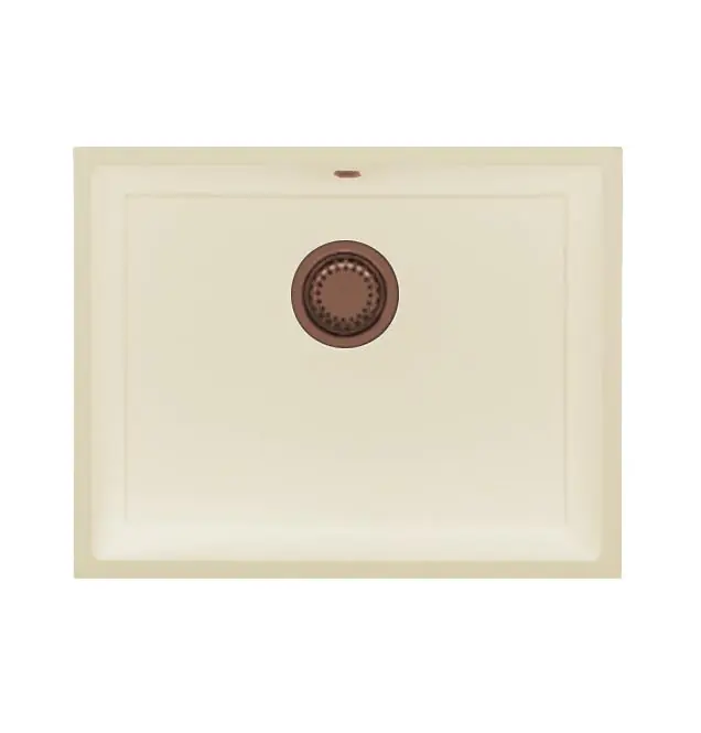 GraniteMy Universele granieten beige zand spoelbak 55x40 cm opbouw onderbouw en vlakbouw met koperen plug 1208968014 Vásárlói kedvenc