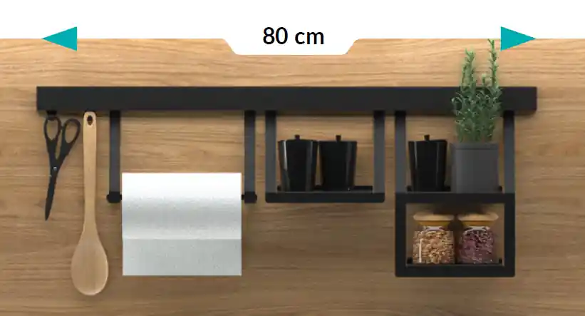 Biztonságos fizetés Epka Luxion Set Konyhai Sínek 80 cm Kiegészítőkkel Fém Rejtett Rögzítéssel Fekete 1208969982