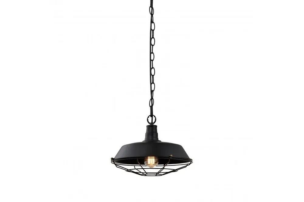 Exkluzív ajánlat Decor Lars zwarte hanglamp met industrieel zwart rooster, doorsnee 36 cm 2295 Dekor Lars fekete függőlámpa ipari fekete rácsos kivitelben, átmérője 36 cm, 2295