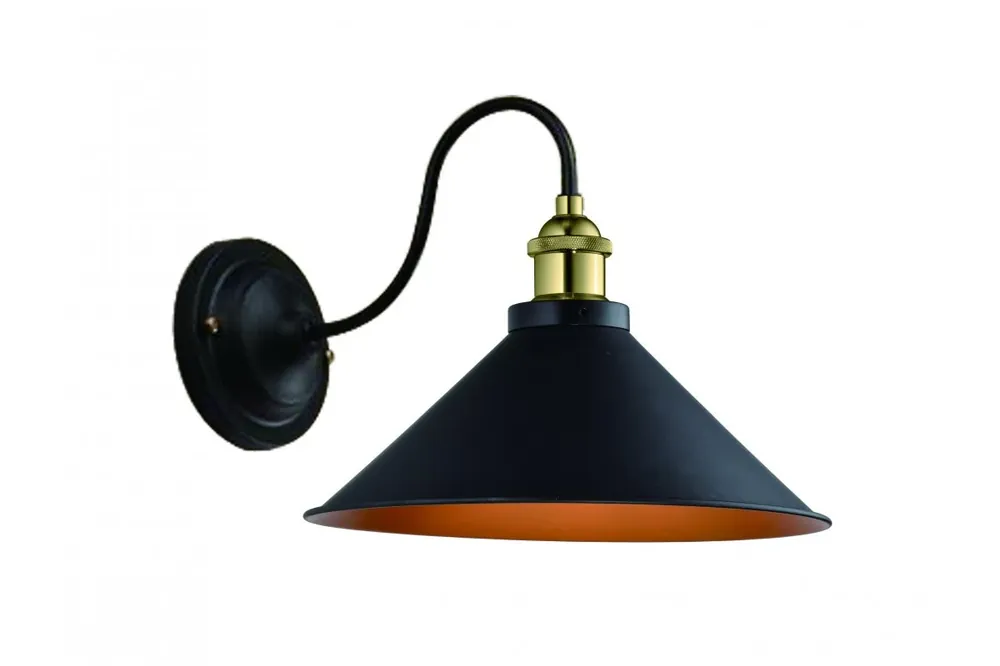 Decor Mani zwart gouden metalen wandlamp doorsnee 22 cm 4052 Dekor Mani fekete arany fém fali lámpa, átmérője 22 cm 4052 Vedd meg online