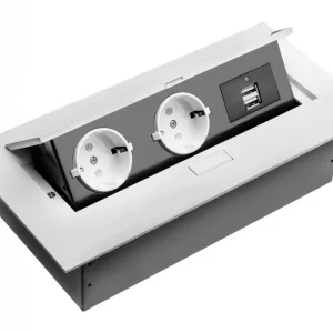 Ajánlat Asztali hosszabbító kábel, 2x schuko aljzat, 2xUSB, kábel nélkül, fehér 1208958685