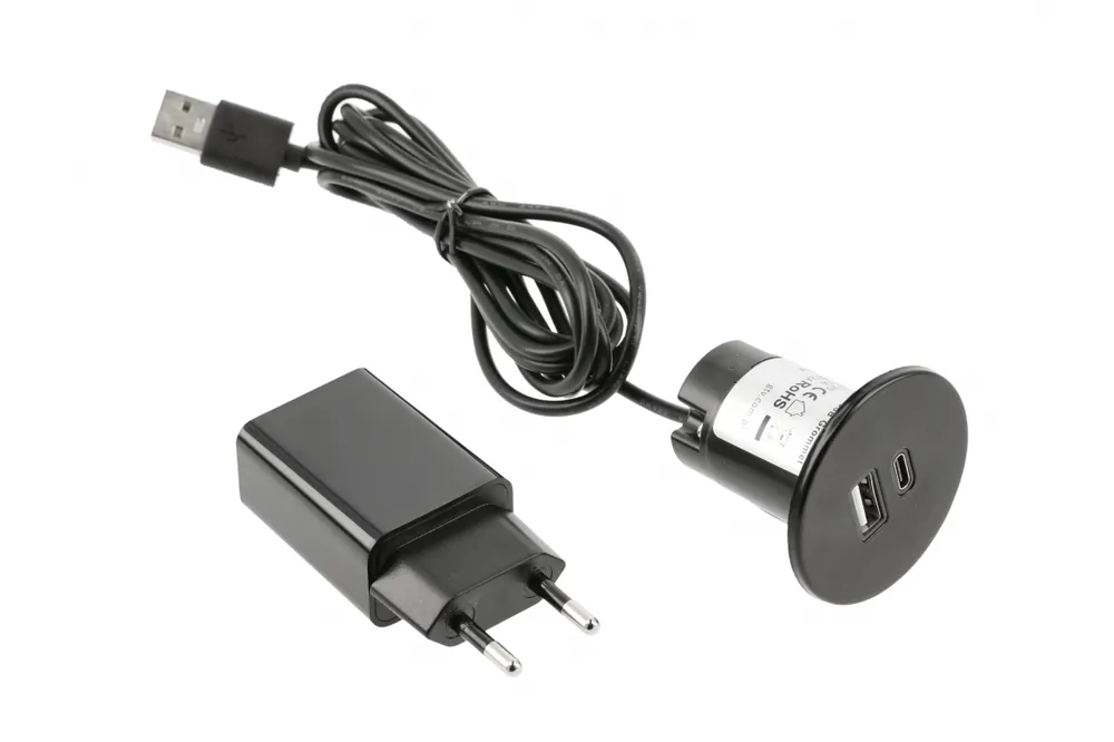 USB A+C 5V 2A aljzat töltő tápegységgel, fekete Utolsó esély