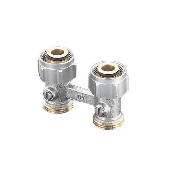 Oventrop Multiflex F kétcsöves fűtőtest-csatlakozás ZB, egyenes, 3/4" hollandi x 3/4" km, sárgaréz, nikkelezett Expressz kézbesítés