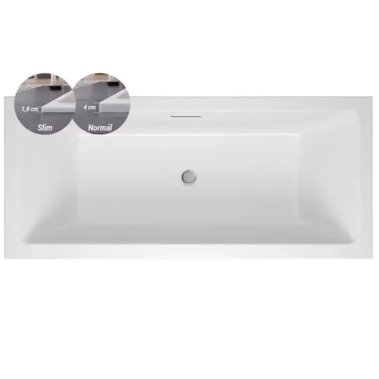 M-Acryl Sabina Pro Slim matt 180x80 + láb vízszintes túlfolyóval Legnépszerűbb