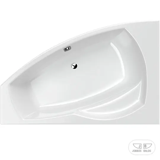 M-Acryl Claudia 170*115*450mm, balos aszimmetrikus akril kád, kádláb szettel,fehér Kiárusítás
