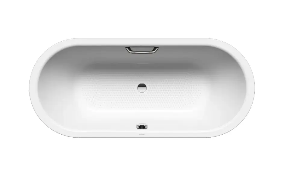 Gyors kiszállítás Kaldewei Ambiente - Kád Classic Duo Oval 112, 1600x700 mm, fogantyúnyílással, teljes szélességben csúszásgátlóval, fehér színben 291310210001