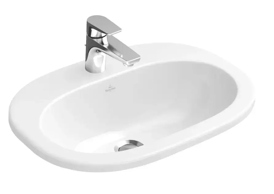 Villeroy & Boch O.novo - Süllyesztett mosdókagyló 560x405 mm, túlfolyóval, csapfurattal, alpesi fehér színben 41615601 Kiárusítás