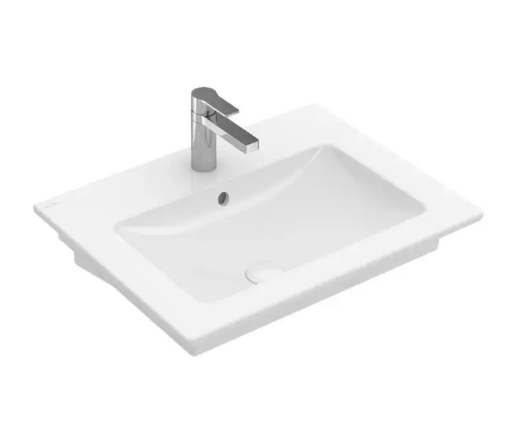 Villeroy & Boch Venticello - Bútor mosdókagyló 650x500 mm, túlfolyóval, keverőnyílással, CeramicPlus, alpesi fehér 4124G6R1 Gyors szállítás