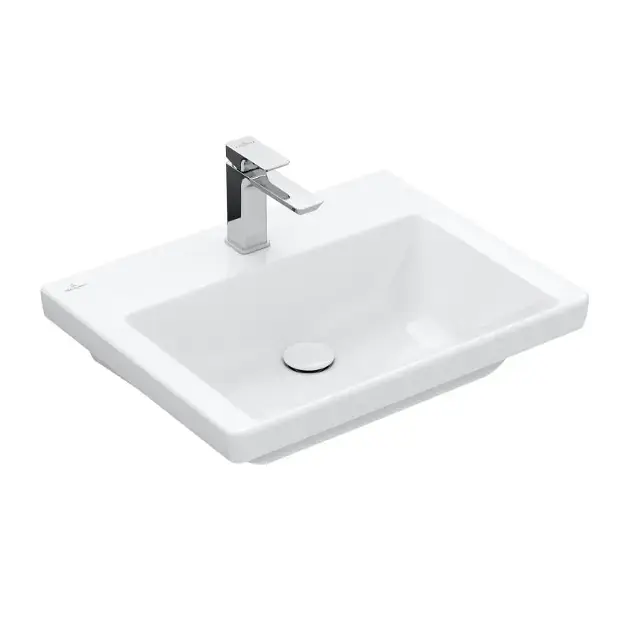 Villeroy & Boch Subway 3.0 - Mosdókagyló 600x470 mm, túlfolyó nélkül, csaptelep, alpesi fehér 4A706101 Kihagyhatatlan ajánlat