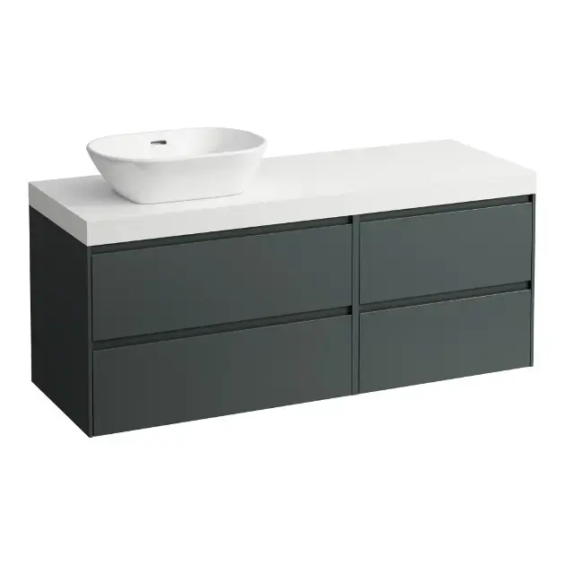 Különleges ajánlat Laufen Lani - Mosdószekrény, 58x137x49 cm, 4 fiókos, kivágás balra, szürke/fehér H4045821122661