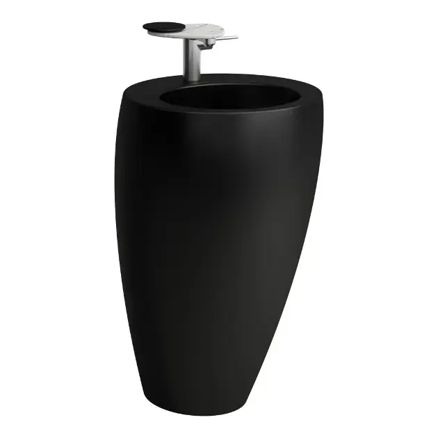 Laufen Il Bagno Alessi - Szabadon álló mosdókagyló 52x85x53 cm, csaptelep lyukkal, matt fekete színű H8119717161041 Biztonságos fizetés