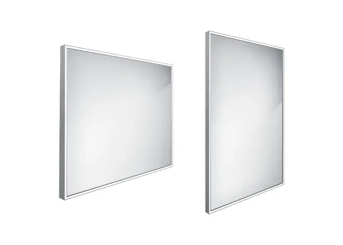 Kiárusítás Nimco - Tükör LED világítással, 800x700 mm, szögletes, alumínium, négyzet alakú ZP 13003