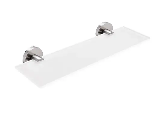 Prémium Nimco Unix - Polc, hossza 400 mm, matt üveg/csiszolt rozsdamentes acél UNM 13091B-40-10