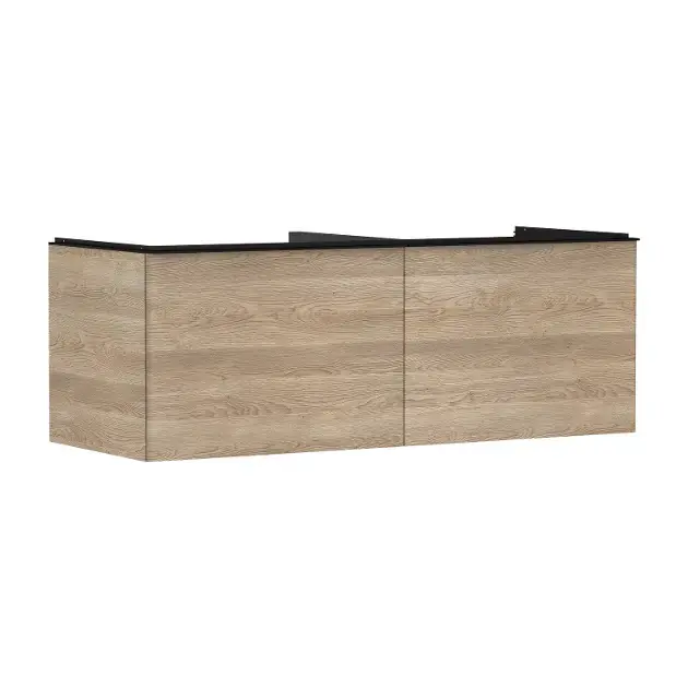 Hansgrohe Xelu Q - Mosdószekrény, 50x136x55 cm, 2 fiók, natúr tölgy/matt fekete 54068670 Kihagyhatatlan ajánlat