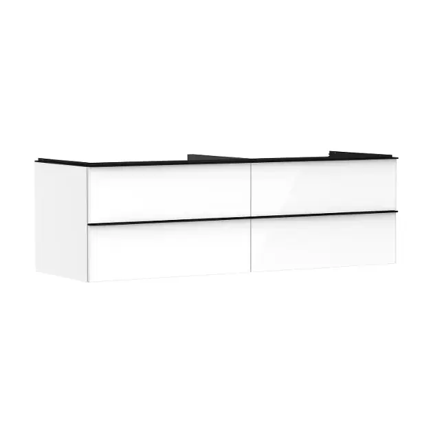 Outlet Hansgrohe Xelu Q - Mosdószekrény, 50x156x55 cm, 4 fiókos, fényes fehér/matt fekete 54090670